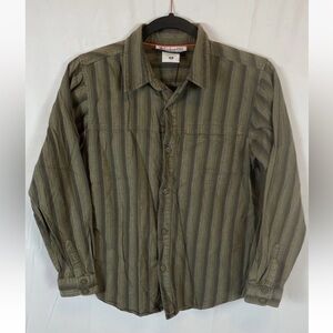 Columbia Youth Boys Longe Sleeve Striped Camp Shirt Green size M Outdoors PFG
